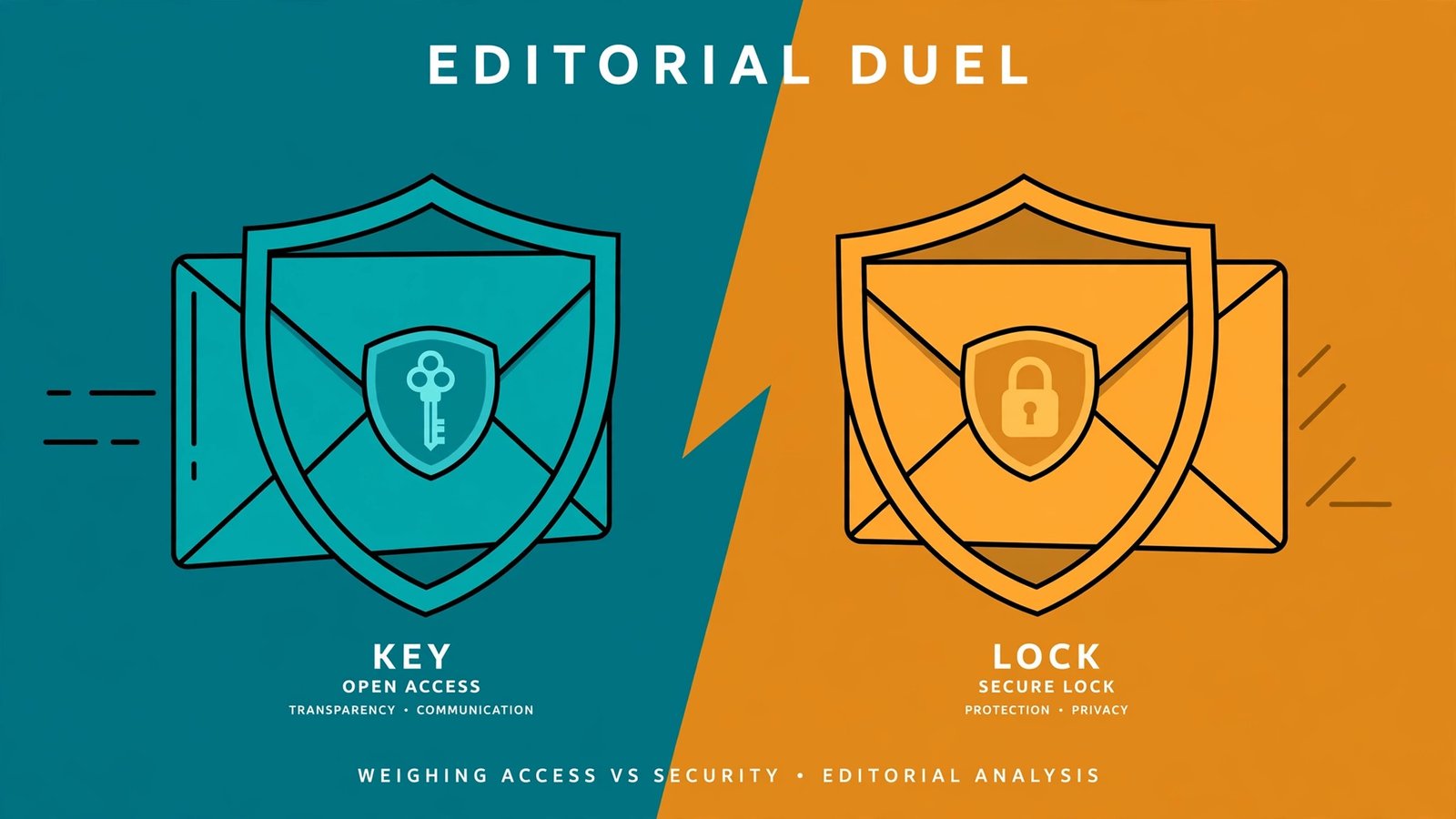 Illustration of two encrypted email services facing off in a duel-style matchup graphic