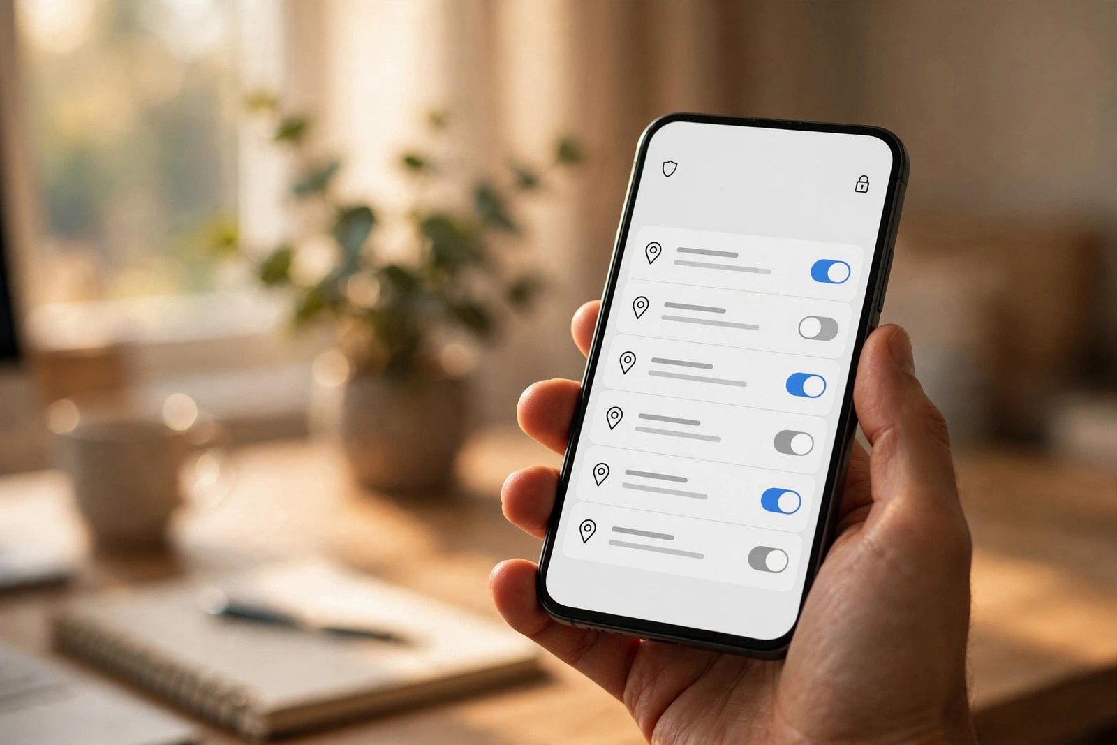 iPhone privacy settings screen showing location services and app privacy report options