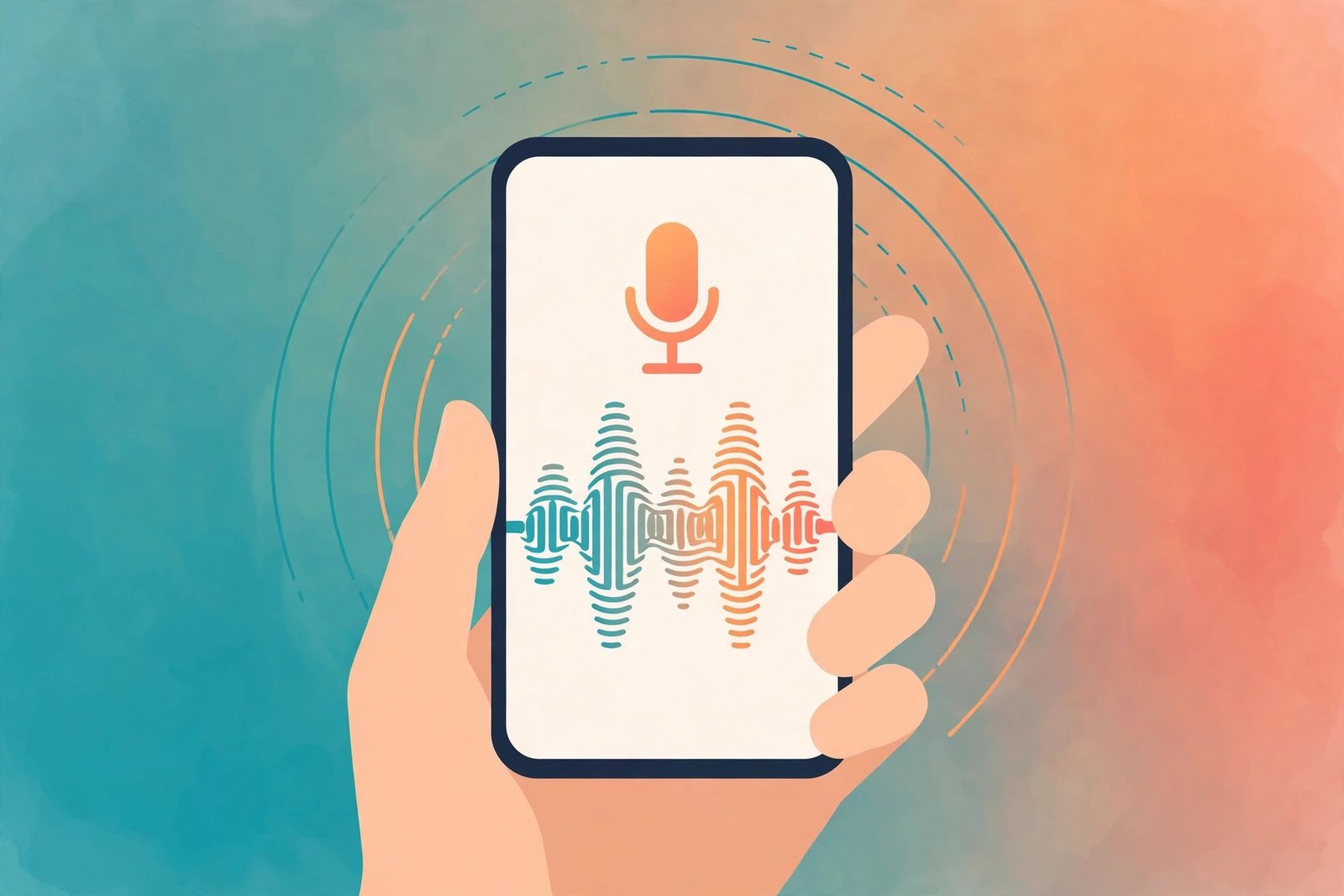 Speech waveform showing pronunciation feedback on a phone screen