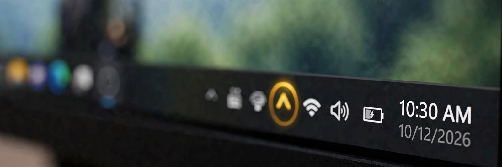 Windows 11 taskbar system tray area showing the network WiFi icon location near the clock